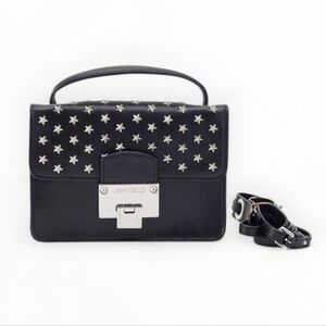 Jimmy Choo Two Way Crossbody Bag Star Studded Top Handle Flap Purse